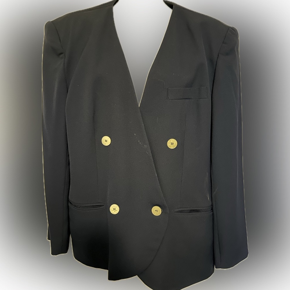 JONES NY Navy Blue Collarless Jacket Sz 14
